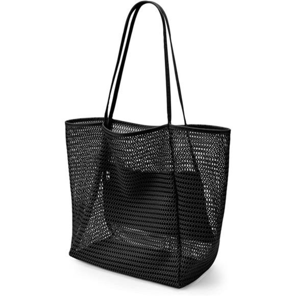 Bags Women Beach Mesh Tote Foldable Bag Black Poshmark